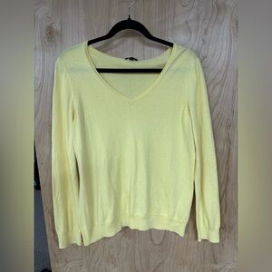Talbots Womens Pure Cashmere Blend V-Neck Sweater Yellow Size Large